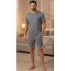 image:imagePrinStory Mens Pajamas Set Summer Pjs Sets for Men 2 Piece Pajamas Sets Soft Lounge Wear with PocketsDark Gray