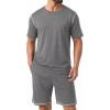 image:imagePrinStory Mens Pajamas Set Summer Pjs Sets for Men 2 Piece Pajamas Sets Soft Lounge Wear with PocketsDark Gray