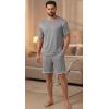 image:imagePrinStory Mens Pajamas Set Summer Pjs Sets for Men 2 Piece Pajamas Sets Soft Lounge Wear with PocketsGray