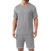 image:imagePrinStory Mens Pajamas Set Summer Pjs Sets for Men 2 Piece Pajamas Sets Soft Lounge Wear with PocketsGray