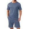 image:imagePrinStory Mens Pajamas Set Summer Pjs Sets for Men 2 Piece Pajamas Sets Soft Lounge Wear with PocketsGray Blue