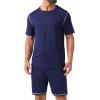 image:imagePrinStory Mens Pajamas Set Summer Pjs Sets for Men 2 Piece Pajamas Sets Soft Lounge Wear with PocketsNavy Blue