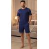 image:imagePrinStory Mens Pajamas Set Summer Pjs Sets for Men 2 Piece Pajamas Sets Soft Lounge Wear with PocketsNavy Blue