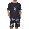 image:imagePrinStory Men Pajama Set Summer Pjs Sleepwear Short Sleeve Graphic Tee and Printed Shorts Novelty Loungewear With PocketDark Gray Wolf