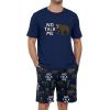 image:imagePrinStory Men Pajama Set Summer Pjs Sleepwear Short Sleeve Graphic Tee and Printed Shorts Novelty Loungewear With PocketNavy Blue Bear