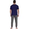 image:imagePrinStory Mens Pajamas Set Short Sleeve Pjs Sets 2 Piece Soft Pajama Henley Neckline Loungewear Sets with PocketsNavy Blue Dark Gray