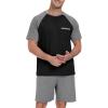 image:imagePrinStory Mens Pajama Set Summer Pjs Sleepwear Nightwear Lightweight Quick Dry Soft Stripe Sleep Set With Pocket S2XL00 Dark Gray