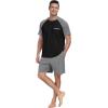 image:imagePrinStory Mens Pajama Set Summer Pjs Sleepwear Nightwear Lightweight Quick Dry Soft Stripe Sleep Set With Pocket S2XL00 Dark Gray