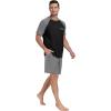image:imagePrinStory Mens Pajama Set Summer Pjs Sleepwear Nightwear Lightweight Quick Dry Soft Stripe Sleep Set With Pocket S2XL00 Dark Gray