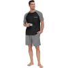 image:imagePrinStory Mens Pajama Set Summer Pjs Sleepwear Nightwear Lightweight Quick Dry Soft Stripe Sleep Set With Pocket S2XL00 Dark Gray