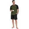 image:imagePrinStory Mens Pajama Set Summer Pjs Sleepwear Nightwear Lightweight Quick Dry Soft Stripe Sleep Set With Pocket S2XL01black Green Stripe