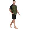 image:imagePrinStory Mens Pajama Set Summer Pjs Sleepwear Nightwear Lightweight Quick Dry Soft Stripe Sleep Set With Pocket S2XL01black Green Stripe