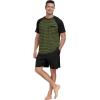 image:imagePrinStory Mens Pajama Set Summer Pjs Sleepwear Nightwear Lightweight Quick Dry Soft Stripe Sleep Set With Pocket S2XL01black Green Stripe