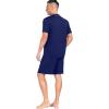 image:imagePrinStory Mens Pajamas Set Summer Pjs Sets Lightweight Short Sleeve Pajama Soft Sleepwear Loungewear with PocketsNavy Blue