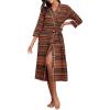 image:imagePrinStory Womens Robe Long Knit Bathrobe Lightweight Soft Robes Ladies Bath RobeFpred Boho Stripe