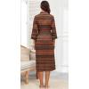 image:imagePrinStory Womens Robe Long Knit Bathrobe Lightweight Soft Robes Ladies Bath RobeFpred Boho Stripe