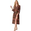 image:imagePrinStory Womens Robe Long Knit Bathrobe Lightweight Soft Robes Ladies Bath RobeFpred Boho Stripe