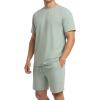 image:imagePrinStory 2026 Mens Summer Track Suits 2 Piece Outfits Athletic Sweatsuit Shirts and Shorts Set with PocketsGreen