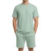 image:imagePrinStory 2026 Mens Summer Track Suits 2 Piece Outfits Athletic Sweatsuit Shirts and Shorts Set with PocketsGreen