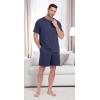 image:imagePrinStory Mens Pajama Sets Summer Pjs Sleepwear Nightwear Lightweight Quick Dry Soft Short Sleeve Sleep Set With Pocket S4XLNavy Blue