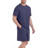 image:imagePrinStory Mens Pajama Sets Summer Pjs Sleepwear Nightwear Lightweight Quick Dry Soft Short Sleeve Sleep Set With Pocket S4XLNavy Blue