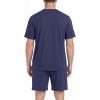 image:imagePrinStory Mens Pajama Sets Summer Pjs Sleepwear Nightwear Lightweight Quick Dry Soft Short Sleeve Sleep Set With Pocket S4XLNavy Blue