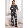 image:imagePrinStory Womens Pajamas Sets 2 Piece Lounge Set Short Sleeve Tops and Long Pants Soft Pjs Loungewear with PocketsFpblack Draw Heart