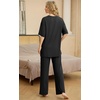 image:imagePrinStory Womens Pajamas Sets 2 Piece Lounge Set Short Sleeve Tops and Long Pants Soft Pjs Loungewear with PocketsFpblack Letter Coffee