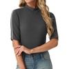 image:imagePrinStory Womens Tops Mock Turtleneck Dressy Casual Business Short Sleeve T Shirts Slim Fit Summer Going Out Tops 202607 Dark Gray