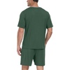 image:imagePrinStory Mens Pajama Set Sleepwear Pjs Lightweight Quick Dry Short Sleeve VNeck Shirts and Shorts Soft Comfy Sleep Sets01 Green