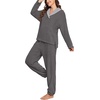 image:imagePrinStory Womens Pajamas Winter Soft Fluffy Pajama Set Fuzzy Warm Pjs Flannel 2 Piece Plush Sleepwear Lounge SetsDark Gray