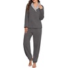 image:imagePrinStory Womens Pajamas Winter Soft Fluffy Pajama Set Fuzzy Warm Pjs Flannel 2 Piece Plush Sleepwear Lounge SetsDark Gray