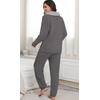 image:imagePrinStory Womens Pajamas Winter Soft Fluffy Pajama Set Fuzzy Warm Pjs Flannel 2 Piece Plush Sleepwear Lounge SetsDark Gray