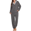 image:imagePrinStory Womens Pajamas Winter Soft Fluffy Pajama Set Fuzzy Warm Pjs Flannel 2 Piece Plush Sleepwear Lounge SetsDark Gray