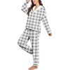 image:imagePrinStory Womens Pajamas Winter Soft Fluffy Pajama Set Fuzzy Warm Pjs Flannel 2 Piece Plush Sleepwear Lounge SetsFpgray Small Plaid