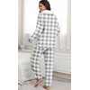 image:imagePrinStory Womens Pajamas Winter Soft Fluffy Pajama Set Fuzzy Warm Pjs Flannel 2 Piece Plush Sleepwear Lounge SetsFpgray Small Plaid