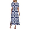 image:imagePrinStory Womens Long Nightgowns Short Sleeve Nightshirt Soft Sleep Dress with PocketsFpblue Cyan Porcelain
