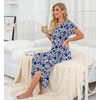 image:imagePrinStory Womens Long Nightgowns Short Sleeve Nightshirt Soft Sleep Dress with PocketsFpblue Cyan Porcelain