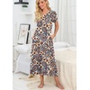 image:imagePrinStory Womens Long Nightgowns Short Sleeve Nightshirt Soft Sleep Dress with PocketsFppl Orange Paisley