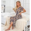 image:imagePrinStory Womens Long Nightgowns Short Sleeve Nightshirt Soft Sleep Dress with PocketsFppl Orange Paisley