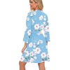 image:imagePrinStory Robes for Women Short Knit Bathrobe S2XL  34 Sleeve Bathrobes with Pockets Stretchy and Lightweight Fabric Inner Tie and Fixed Outer Belt Mid Thigh LengthB01 Fplight Blue
