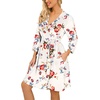 image:imagePrinStory Robes for Women Short Knit Bathrobe S2XL  34 Sleeve Bathrobes with Pockets Stretchy and Lightweight Fabric Inner Tie and Fixed Outer Belt Mid Thigh LengthA04 Fpwhite