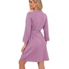 image:imagePrinStory Robes for Women Short Knit Bathrobe S2XL  34 Sleeve Bathrobes with Pockets Stretchy and Lightweight Fabric Inner Tie and Fixed Outer Belt Mid Thigh LengthLight Purple Red