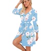 image:imagePrinStory Robes for Women Short Knit Bathrobe S2XL  34 Sleeve Bathrobes with Pockets Stretchy and Lightweight Fabric Inner Tie and Fixed Outer Belt Mid Thigh LengthB01 Fplight Blue