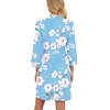 image:imagePrinStory Robes for Women Short Knit Bathrobe S2XL  34 Sleeve Bathrobes with Pockets Stretchy and Lightweight Fabric Inner Tie and Fixed Outer Belt Mid Thigh LengthB01 Fplight Blue