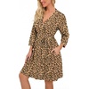 image:imagePrinStory Robes for Women Short Knit Bathrobe S2XL  34 Sleeve Bathrobes with Pockets Stretchy and Lightweight Fabric Inner Tie and Fixed Outer Belt Mid Thigh LengthFpapricot Ld Print