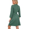 image:imagePrinStory Robes for Women Short Knit Bathrobe S2XL  34 Sleeve Bathrobes with Pockets Stretchy and Lightweight Fabric Inner Tie and Fixed Outer Belt Mid Thigh LengthHaze Blue