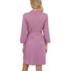 image:imagePrinStory Robes for Women Short Knit Bathrobe S2XL  34 Sleeve Bathrobes with Pockets Stretchy and Lightweight Fabric Inner Tie and Fixed Outer Belt Mid Thigh LengthLight Purple Red