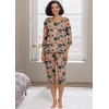 image:imagePrinStory Womens Pajama Sets Capri Pjs Soft Lounge Sets XS4XL  34 Sleeve Top and Capri Pants with Pockets Breathable and Stretchy Fabric 2 Piece Petite Pajamas Soft SleepwearFppink Glass Caviar