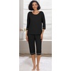 image:imagePrinStory Womens Pajama Sets Capri Pjs Soft Lounge Sets XS4XL  34 Sleeve Top and Capri Pants with Pockets Breathable and Stretchy Fabric 2 Piece Petite Pajamas Soft SleepwearBlack